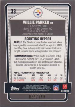 2007 Topps Draft Picks & Prospects - Chrome Silver #33 Willie Parker Back