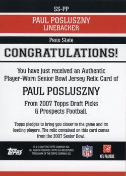 2007 Topps Draft Picks & Prospects - Senior Standout Jersey #SS-PP Paul Posluszny Back
