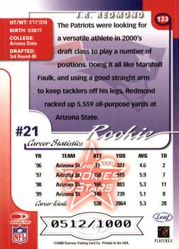 2000 Leaf Rookies & Stars #133 J.R. Redmond Back