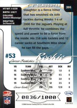 2000 Leaf Rookies & Stars #205 T.J. Slaughter Back