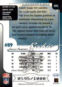 2000 Leaf Rookies & Stars #206 Emanuel Smith Back