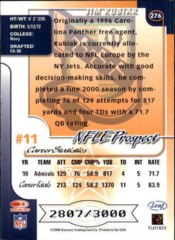 2000 Leaf Rookies & Stars #276 Jim Kubiak Back