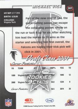 2000 Leaf Rookies & Stars #301 Michael Vick Back