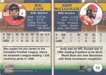 2000 Pacific #12 Mac Cody / Andy McCullough Back