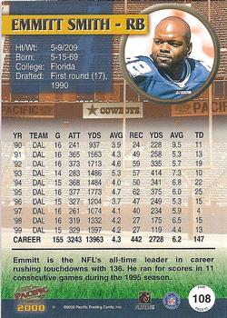 2000 Pacific #108 Emmitt Smith Back