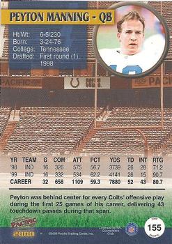 2000 Pacific #155 Peyton Manning Back