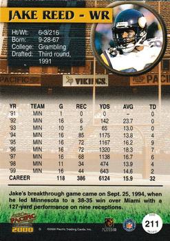 2000 Pacific #211 Jake Reed Back