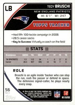2007 Topps Total - 1st Edition Copper #56 Tedy Bruschi Back