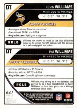 2007 Topps Total - 1st Edition Copper #227 Kevin Williams / Pat Williams Back