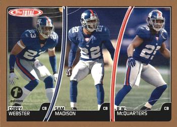 2007 Topps Total - 1st Edition Copper #322 Corey Webster / R.W. McQuarters / Sam Madison Front