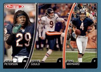 2007 Topps Total - Blue #25 Brad Maynard / Robbie Gould / Adrian Peterson Front