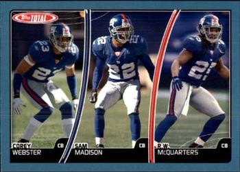 2007 Topps Total - Blue #322 Corey Webster / R.W. McQuarters / Sam Madison Front