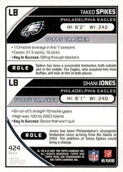 2007 Topps Total - Silver #424 Dhani Jones / Takeo Spikes Back