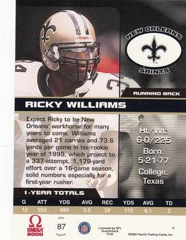 2000 Pacific Omega #87 Ricky Williams Back