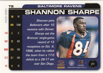 2000 Pacific Paramount #21 Shannon Sharpe Back
