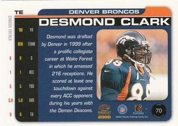 2000 Pacific Paramount #70 Desmond Clark Back