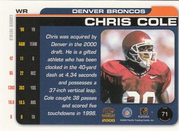 2000 Pacific Paramount #71 Chris Cole Back