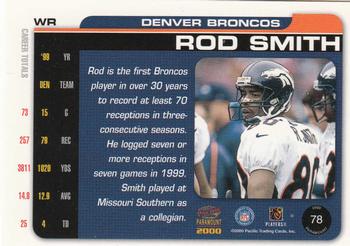 2000 Pacific Paramount #78 Rod Smith Back