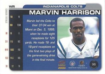 2000 Pacific Paramount #98 Marvin Harrison Back