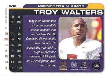2000 Pacific Paramount #136 Troy Walters Back