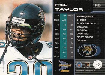 2000 Pacific Prism Prospects #43 Fred Taylor Back