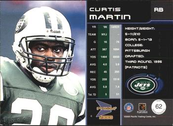 2000 Pacific Prism Prospects #62 Curtis Martin Back