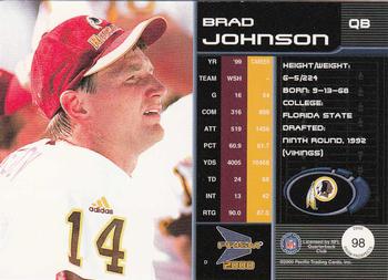 2000 Pacific Prism Prospects #98 Brad Johnson Back