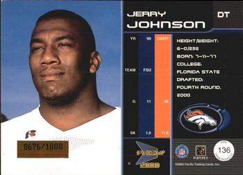 2000 Pacific Prism Prospects #136 Jerry Johnson Back