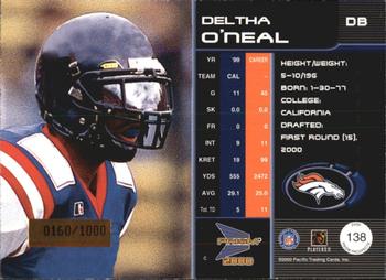 2000 Pacific Prism Prospects #138 Deltha O'Neal Back