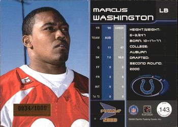2000 Pacific Prism Prospects #143 Marcus Washington Back