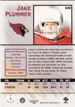 2000 Pacific Private Stock #2 Jake Plummer Back