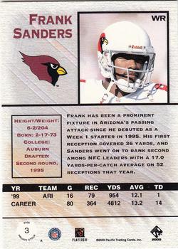 2000 Pacific Private Stock #3 Frank Sanders Back