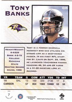 2000 Pacific Private Stock #7 Tony Banks Back