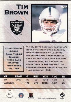 2000 Pacific Private Stock #69 Tim Brown Back
