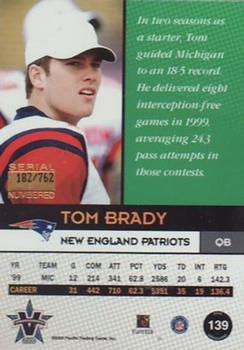 2000 Pacific Vanguard #139 Tom Brady Back
