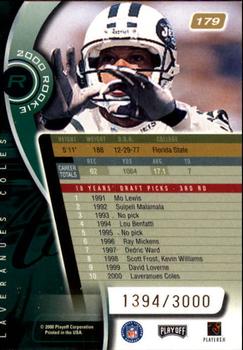 2000 Playoff Absolute #179 Laveranues Coles Back