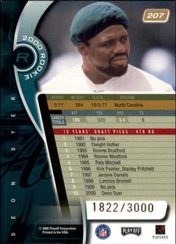 2000 Playoff Absolute #207 Deon Dyer Back