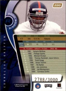 2000 Playoff Absolute #220 Cornelius Griffin Back