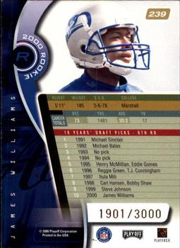2000 Playoff Absolute #239 James Williams Back