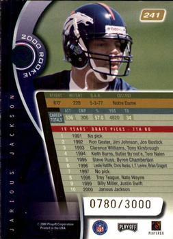 2000 Playoff Absolute #241 Jarious Jackson Back