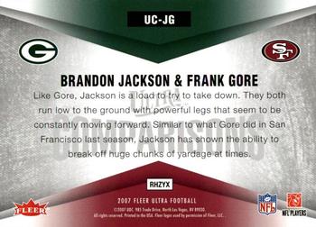 2007 Ultra - Comparisons #UC-JG Brandon Jackson / Frank Gore Back