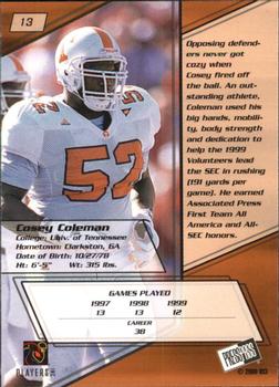 2000 Press Pass #13 Cosey Coleman Back
