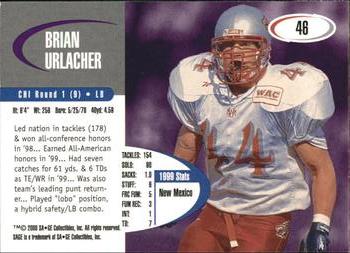 2000 SAGE #46 Brian Urlacher Back