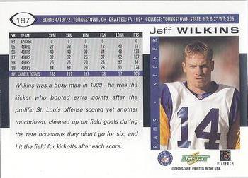 2000 Score #187 Jeff Wilkins Back