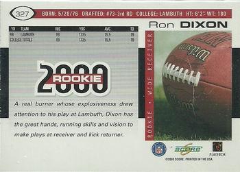 2000 Score #327 Ron Dixon Back