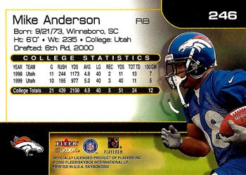 2000 SkyBox #246 Mike Anderson Back