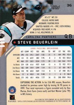 2000 Stadium Club #36 Steve Beuerlein Back