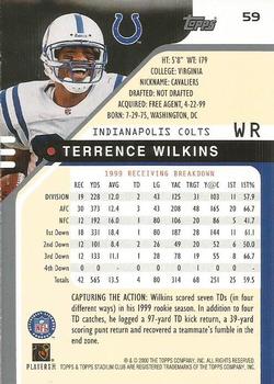 2000 Stadium Club #59 Terrence Wilkins Back