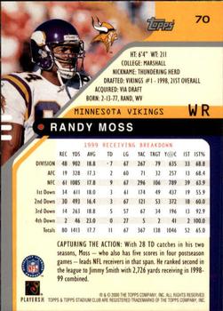 2000 Stadium Club #70 Randy Moss Back