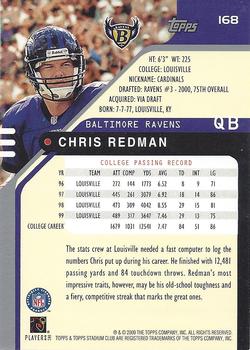 2000 Stadium Club #168 Chris Redman Back